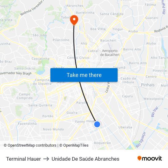 Terminal Hauer to Unidade De Saúde Abranches map