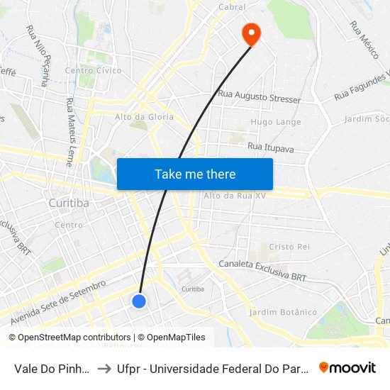 Vale Do Pinhão to Ufpr - Universidade Federal Do Paraná map