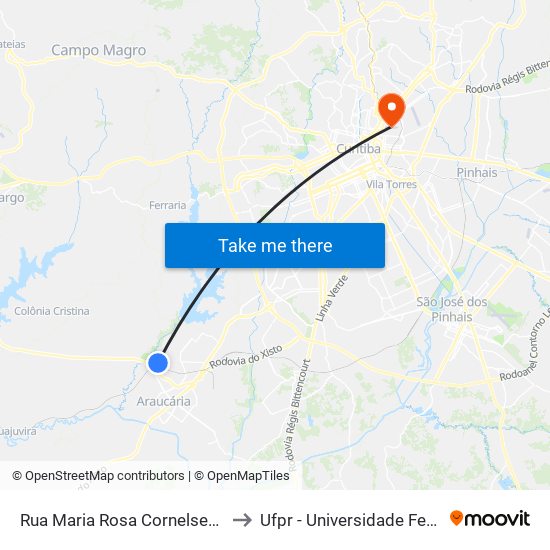 Rua Maria Rosa Cornelsen Hasselmann, 24 to Ufpr - Universidade Federal Do Paraná map