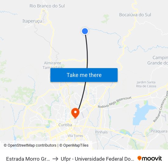 Estrada Morro Grande to Ufpr - Universidade Federal Do Paraná map