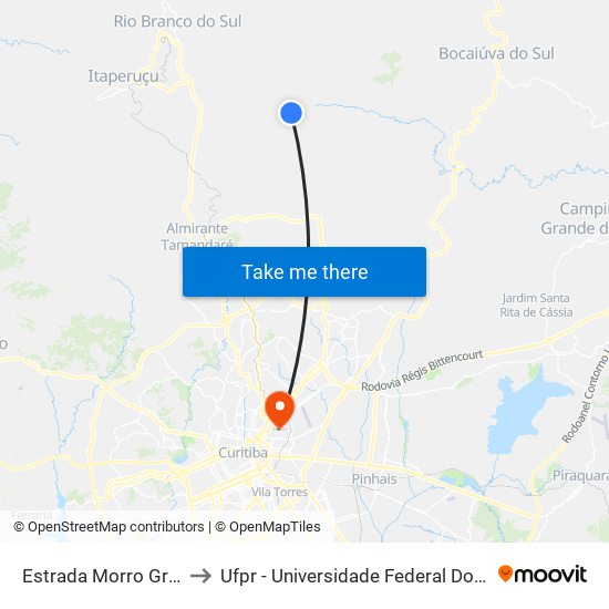 Estrada Morro Grande to Ufpr - Universidade Federal Do Paraná map