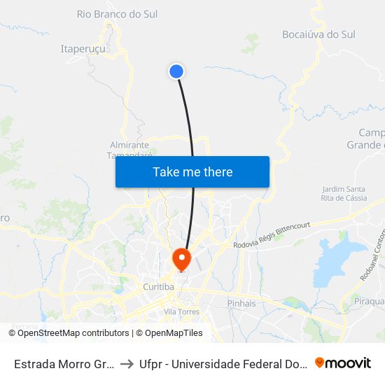 Estrada Morro Grande to Ufpr - Universidade Federal Do Paraná map