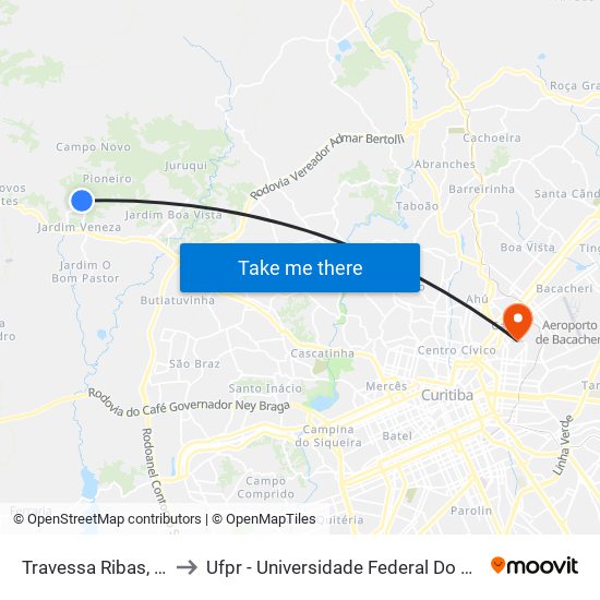 Travessa Ribas, 181 to Ufpr - Universidade Federal Do Paraná map