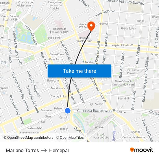 Mariano Torres to Hemepar map