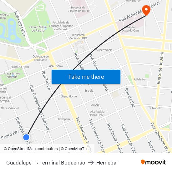 Guadalupe → Terminal Boqueirão to Hemepar map