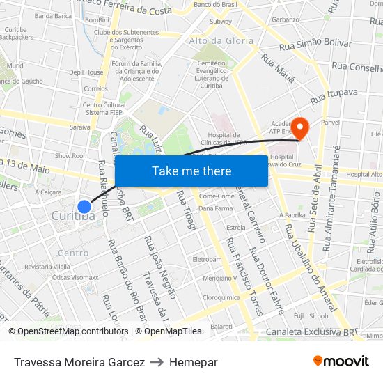 Travessa Moreira Garcez to Hemepar map