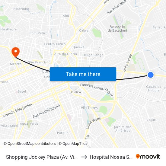 Shopping Jockey Plaza (Av. Victor Ferreira Do Amaral, 2694) to Hospital Nossa Senhora Das Graças map