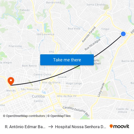 R. Antônio Edmar Barone, 30 to Hospital Nossa Senhora Das Graças map