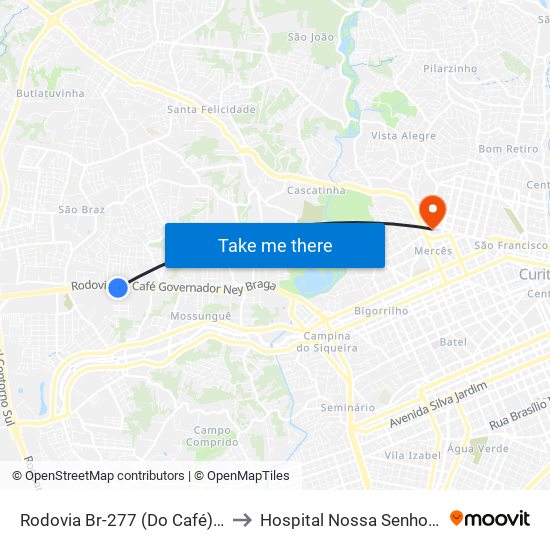 Rodovia Br-277 (Do Café) - Passarela Brf to Hospital Nossa Senhora Das Graças map