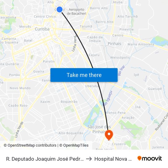 R. Deputado Joaquim José Pedrosa, 402 to Hospital Nova Clinica map