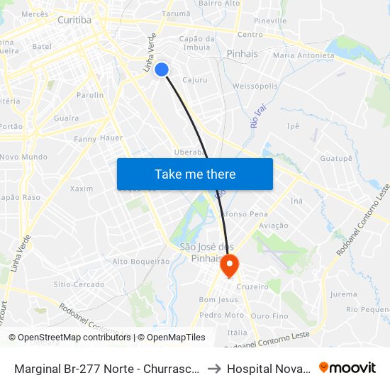 Marginal Br-277 Norte - Churrascaria Marumbi to Hospital Nova Clinica map