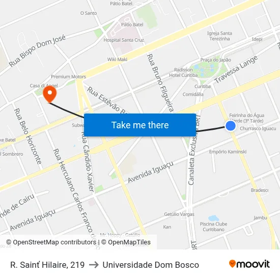 R. Sainť Hilaire, 219 to Universidade Dom Bosco map