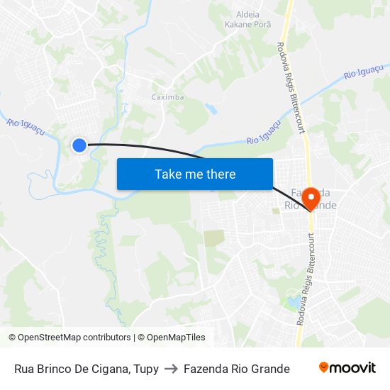 Rua Brinco De Cigana, Tupy to Fazenda Rio Grande map