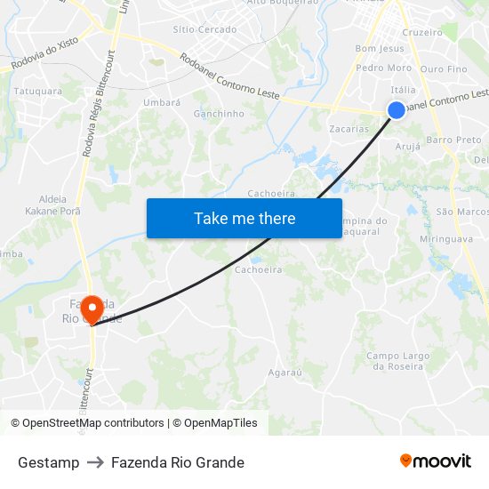 Gestamp to Fazenda Rio Grande map