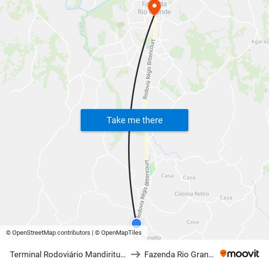 Terminal Rodoviário Mandirituba to Fazenda Rio Grande map