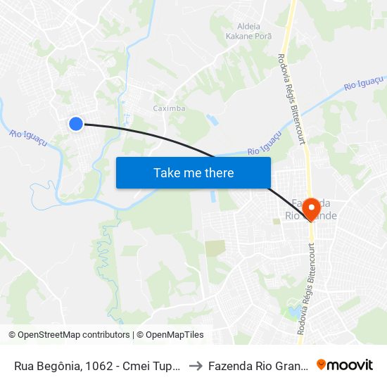 Rua Begônia, 1062 - Cmei Tupy II to Fazenda Rio Grande map