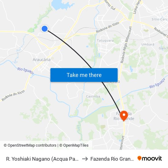 R. Yoshiaki Nagano (Acqua Park) to Fazenda Rio Grande map
