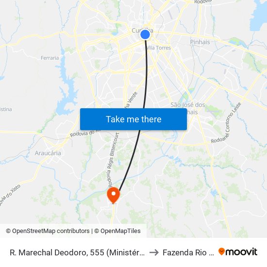 R. Marechal Deodoro, 555 (Ministério Da Economia) to Fazenda Rio Grande map
