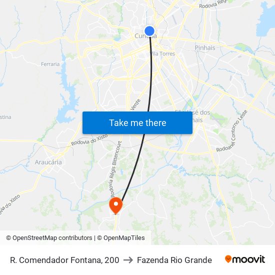 R. Comendador Fontana, 200 to Fazenda Rio Grande map