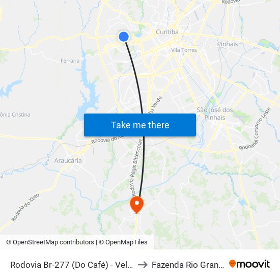 Rodovia Br-277 (Do Café) - Velsis to Fazenda Rio Grande map