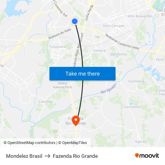 Mondelez Brasil to Fazenda Rio Grande map