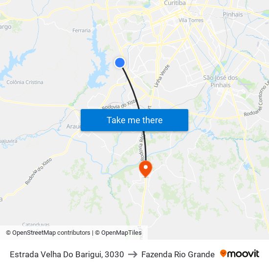 Estrada Velha Do Barigui, 3030 to Fazenda Rio Grande map