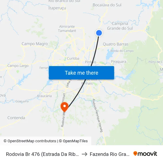 Rodovia Br 476 (Estrada Da Ribeira) to Fazenda Rio Grande map