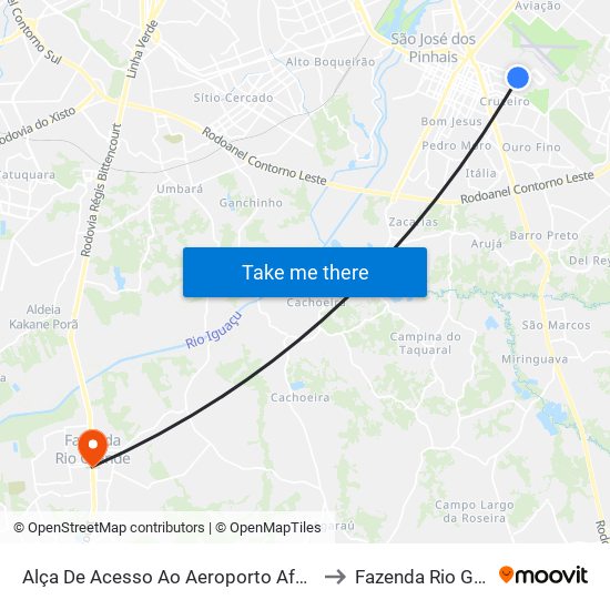 Alça De Acesso Ao Aeroporto Afonso Pena to Fazenda Rio Grande map