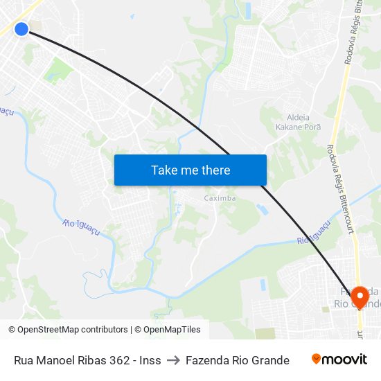 Rua Manoel Ribas 362 - Inss to Fazenda Rio Grande map