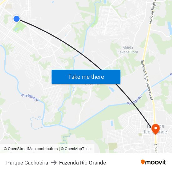 Parque Cachoeira to Fazenda Rio Grande map