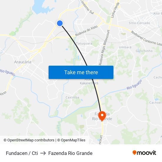 Fundacen / Cti to Fazenda Rio Grande map