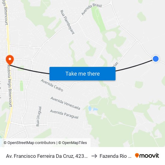 Av. Francisco Ferreira Da Cruz, 4234 2 - Sumitomo to Fazenda Rio Grande map