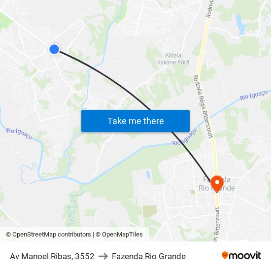 Av Manoel Ribas, 3552 to Fazenda Rio Grande map