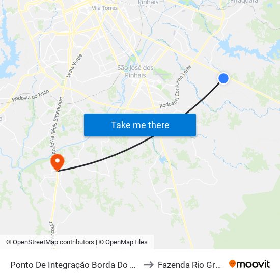 Ponto De Integração Borda Do Campo to Fazenda Rio Grande map