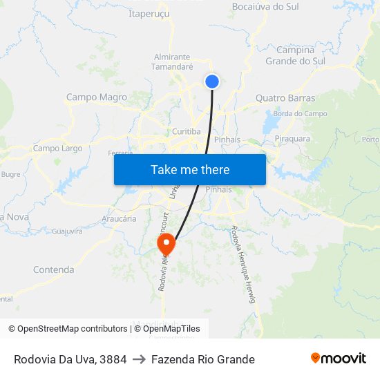 Rodovia Da Uva, 3884 to Fazenda Rio Grande map