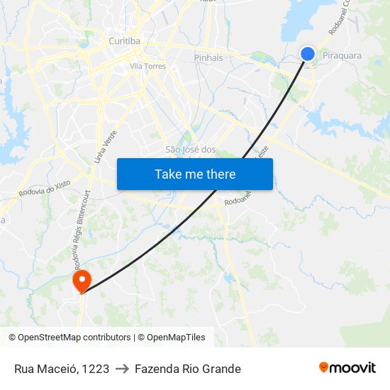 Rua Maceió, 1223 to Fazenda Rio Grande map
