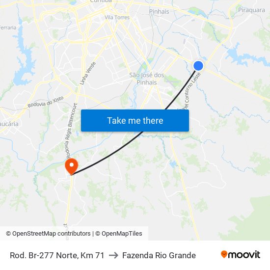 Rod. Br-277 Norte, Km 71 to Fazenda Rio Grande map