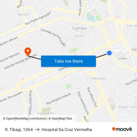 R. Tibagi, 1064 to Hospital Da Cruz Vermelha map