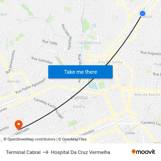 Terminal Cabral to Hospital Da Cruz Vermelha map