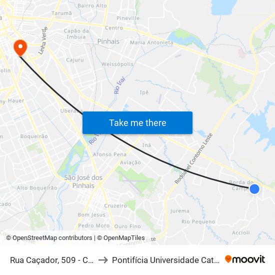 Rua Caçador, 509 - Colégio Tiradentes to Pontifícia Universidade Católica Do Paraná Pucpr map