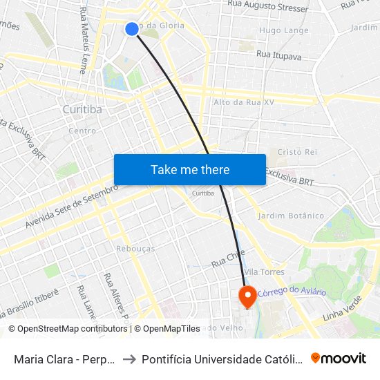 Maria Clara - Perpétuo Socorro to Pontifícia Universidade Católica Do Paraná Pucpr map