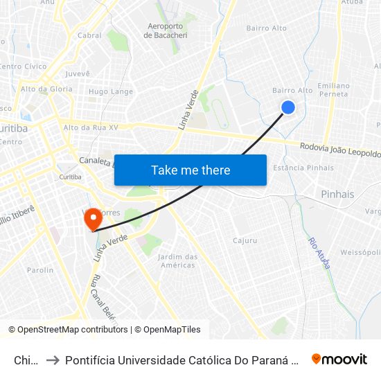 China to Pontifícia Universidade Católica Do Paraná Pucpr map