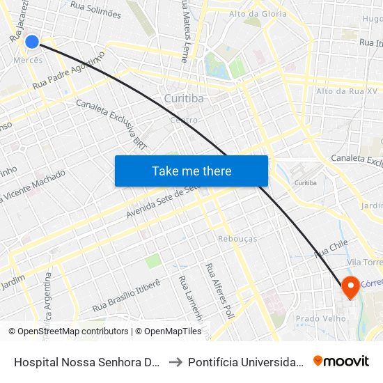 Hospital Nossa Senhora Das Graças (Av. Manoel Ribas, 1100) to Pontifícia Universidade Católica Do Paraná Pucpr map