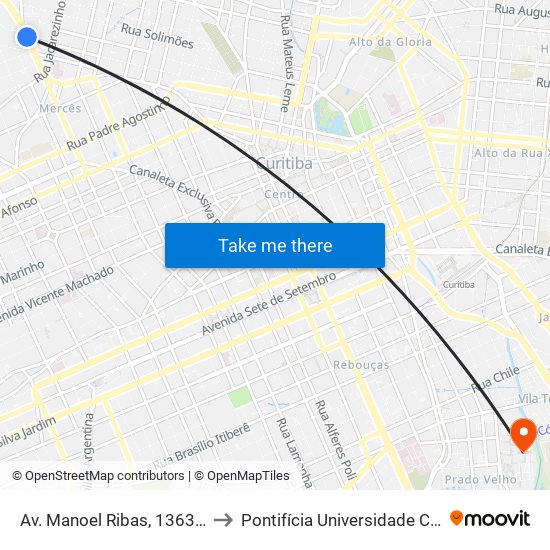 Av. Manoel Ribas, 1363 - Praça Divina Pastora to Pontifícia Universidade Católica Do Paraná Pucpr map