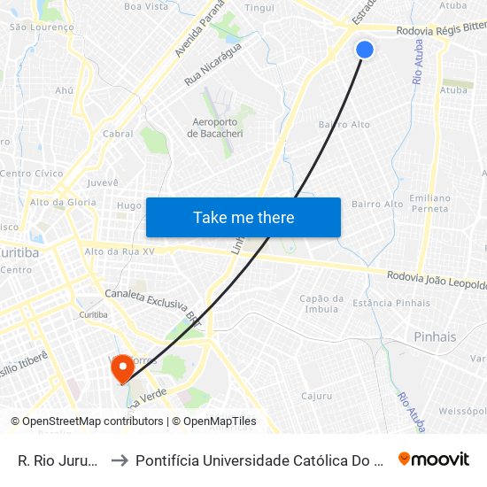 R. Rio Juruá, 824 to Pontifícia Universidade Católica Do Paraná Pucpr map