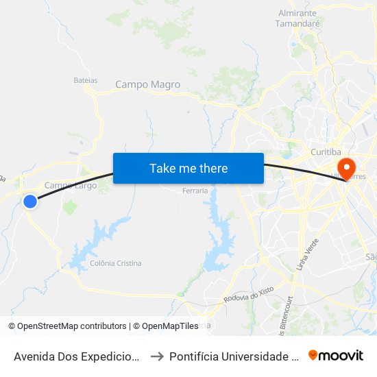 Avenida Dos Expedicionários - Mercado Mozuck to Pontifícia Universidade Católica Do Paraná Pucpr map