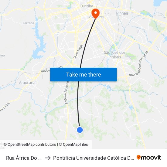 Rua África Do Sul, 701 to Pontifícia Universidade Católica Do Paraná Pucpr map