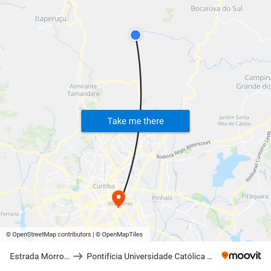 Estrada Morro Grande to Pontifícia Universidade Católica Do Paraná Pucpr map