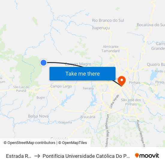 Estrada Retiro to Pontifícia Universidade Católica Do Paraná Pucpr map