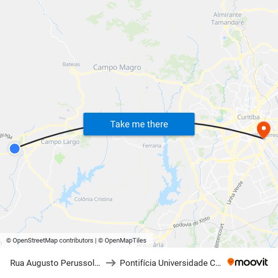 Rua Augusto Perussolo - Colégio Juventude to Pontifícia Universidade Católica Do Paraná Pucpr map